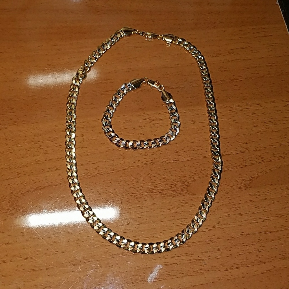 Mens "Titus" Two-Tone Necklace and Bracelet Set